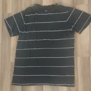 RVCA Black T-Shirt with Thin White Stripes